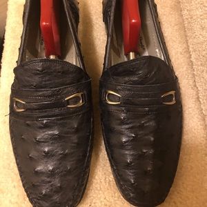 Lorenzo Branfi black ostrich loafers size 9.5